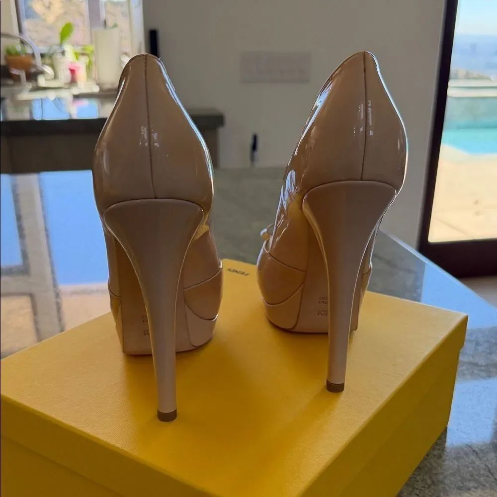 Fendi Women's Blush Peep-Toe Heels - Picture 6 of 8